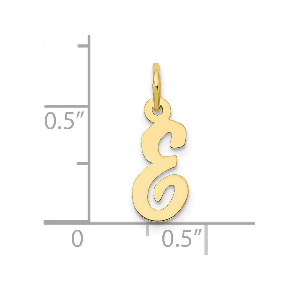 10K / 14K Yellow Gold Small Script Initial E Charm - Product Photo