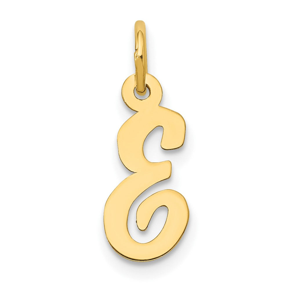 10K / 14K Yellow Gold Small Script Initial E Charm - Product Photo