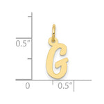 10K / 14K Yellow Gold Small Script Initial G Charm - Product Photo