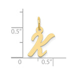 10K / 14K Yellow Gold Small Script Initial K Charm - Product Photo
