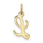 10K / 14K Yellow Gold Small Script Initial L Charm - Product Photo