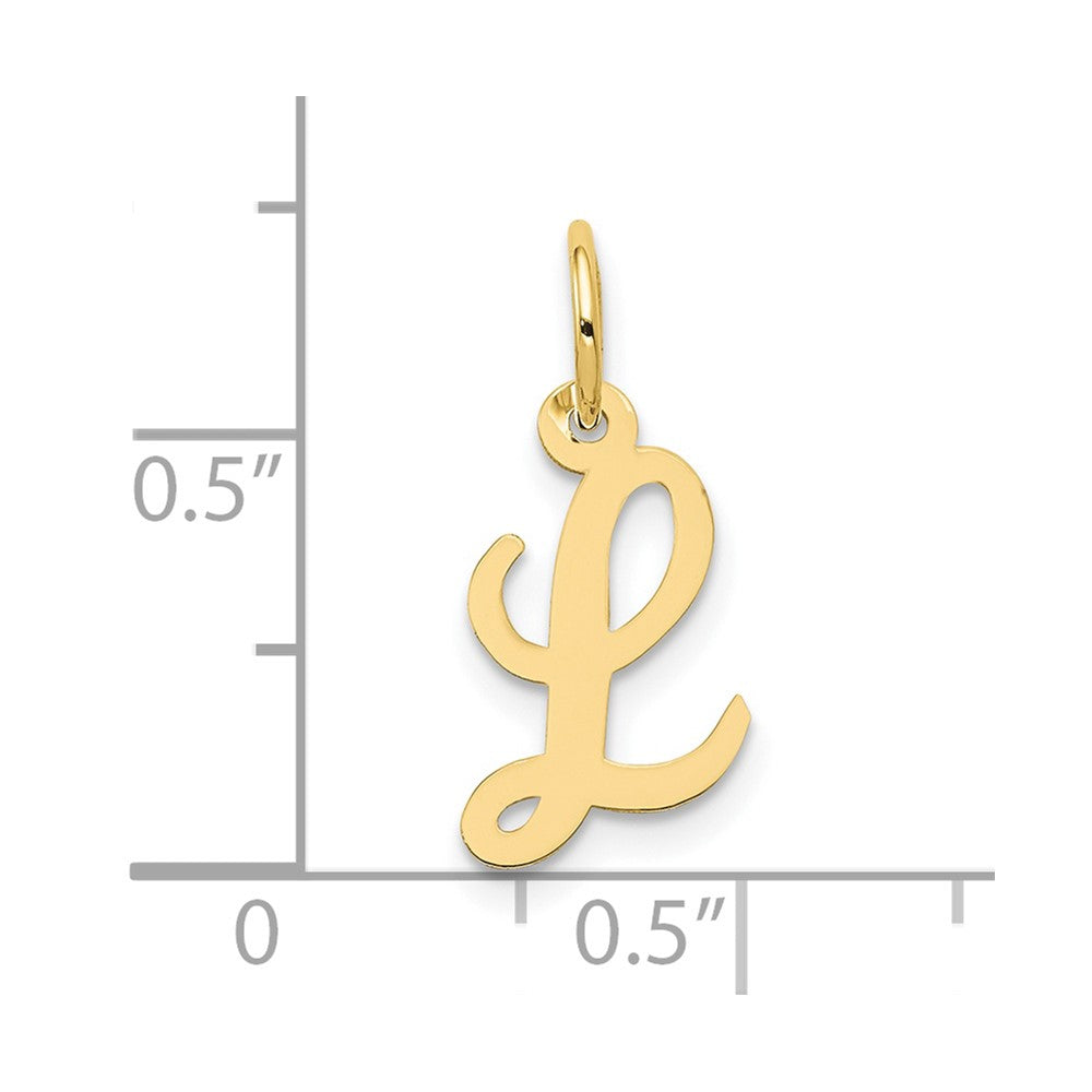 10K / 14K Yellow Gold Small Script Initial L Charm - Product Photo