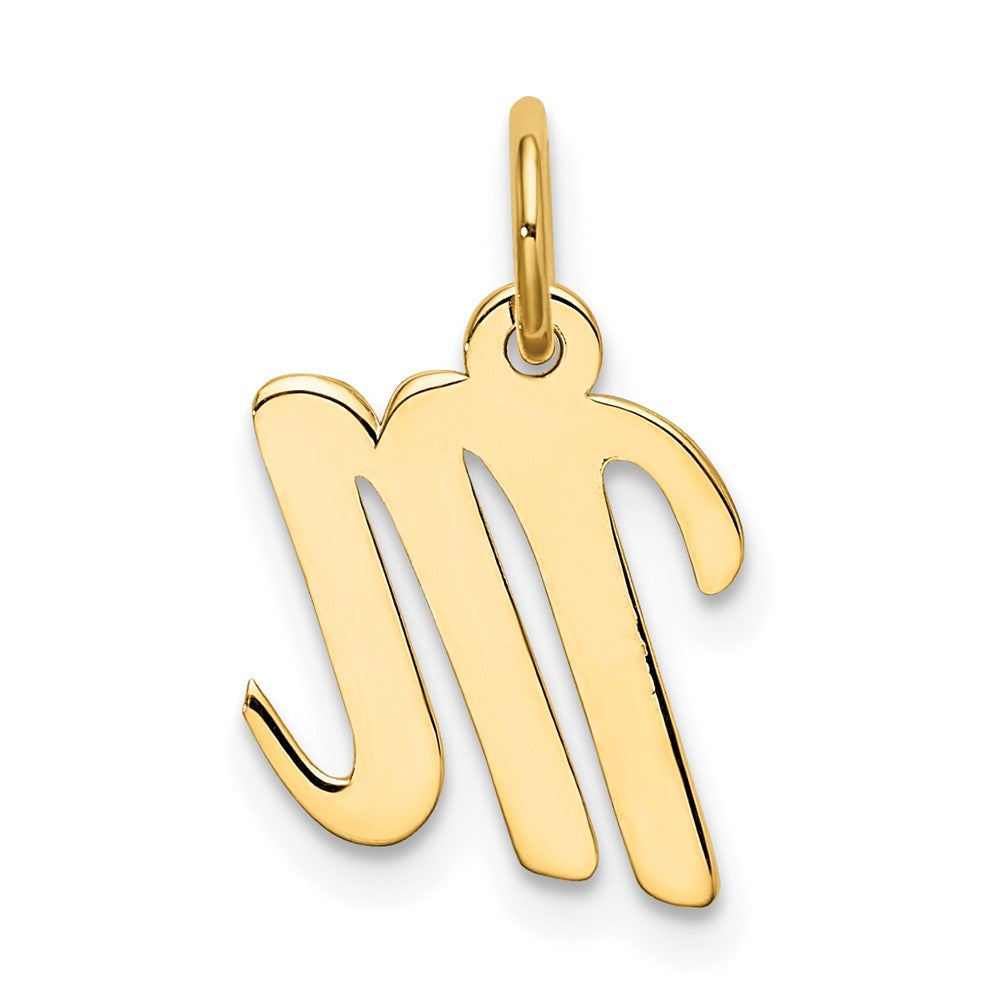 10K / 14K Yellow Gold Small Script Initial M Charm - Product Photo