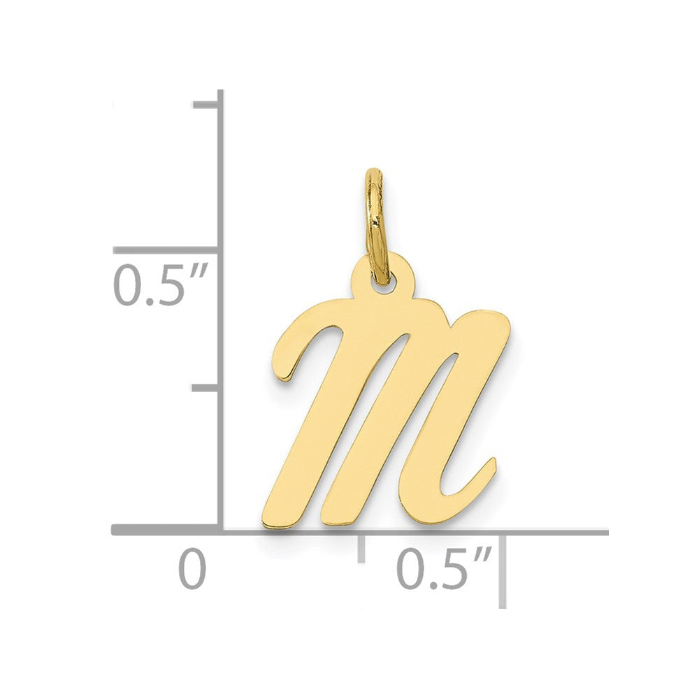 10K / 14K Yellow Gold Small Script Initial M Charm - Product Photo