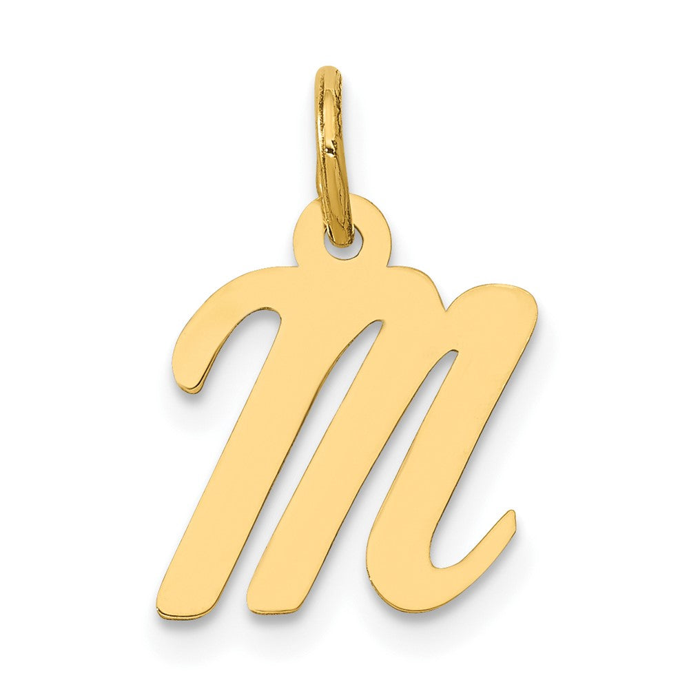 10K / 14K Yellow Gold Small Script Initial M Charm - Product Photo