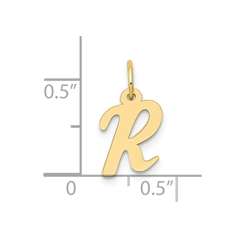 10K / 14K Yellow Gold Small Script Initial R Charm - Product Photo