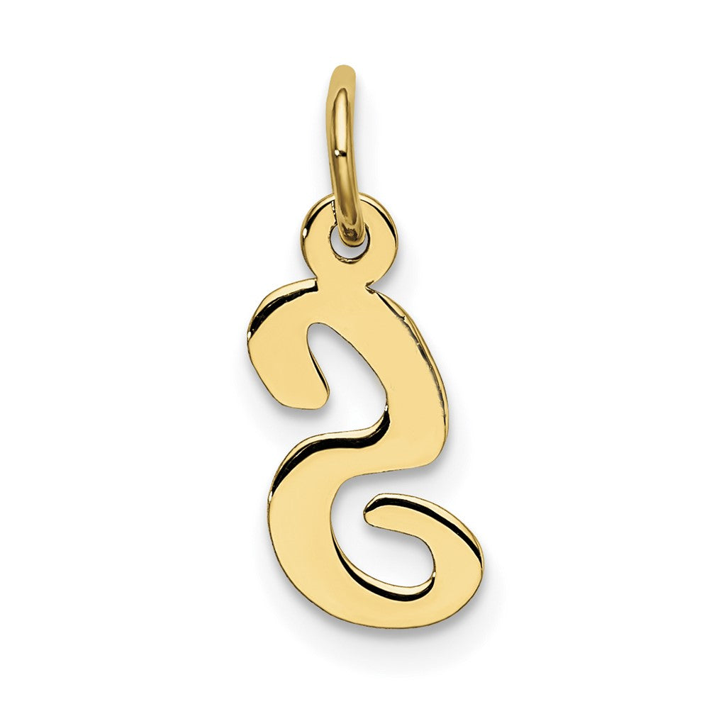 10K / 14K Yellow Gold Small Script Initial S Charm - Product Photo