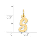 10K / 14K Yellow Gold Small Script Initial S Charm - Product Photo
