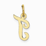 10K / 14K Yellow Gold Small Script Initial T Charm - Product Photo