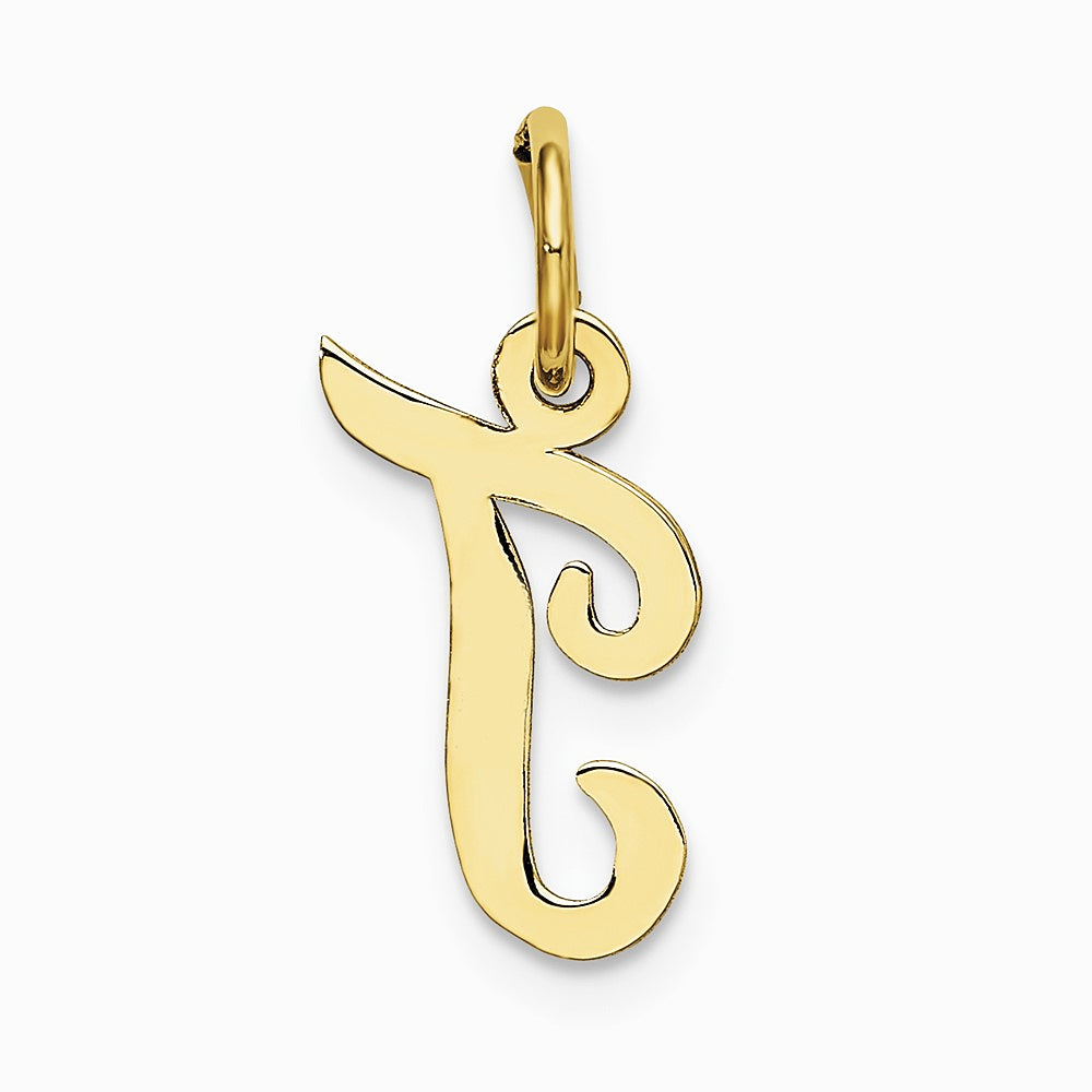 10K / 14K Yellow Gold Small Script Initial T Charm - Product Photo
