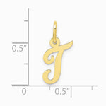 10K / 14K Yellow Gold Small Script Initial T Charm - Product Photo