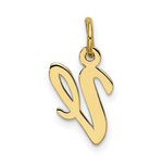 10K / 14K Yellow Gold Small Script Initial V Charm - Product Photo