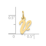 10K / 14K Yellow Gold Small Script Initial V Charm - Product Photo