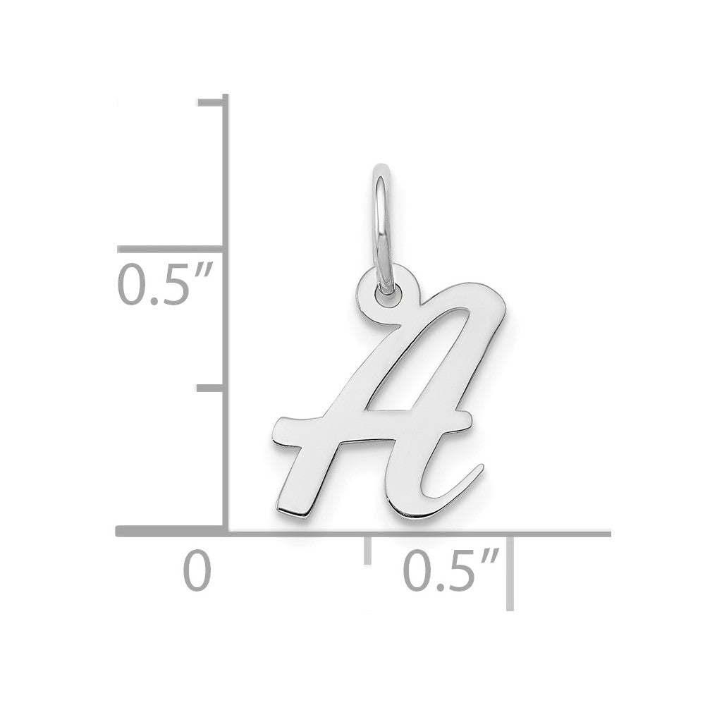 10K / 14K White Gold Small Script Initial A Charm - Product Photo