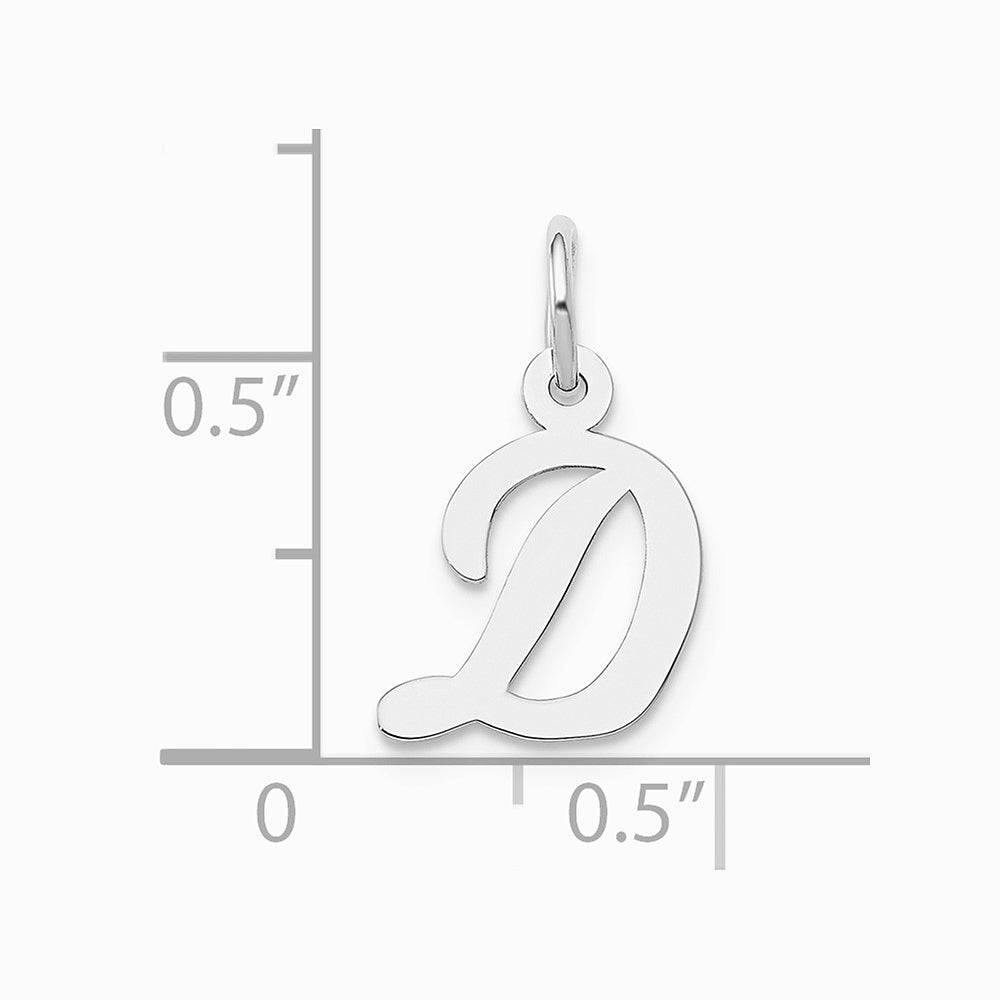 10K / 14K White Gold Small Script Initial D Charm - Product Photo