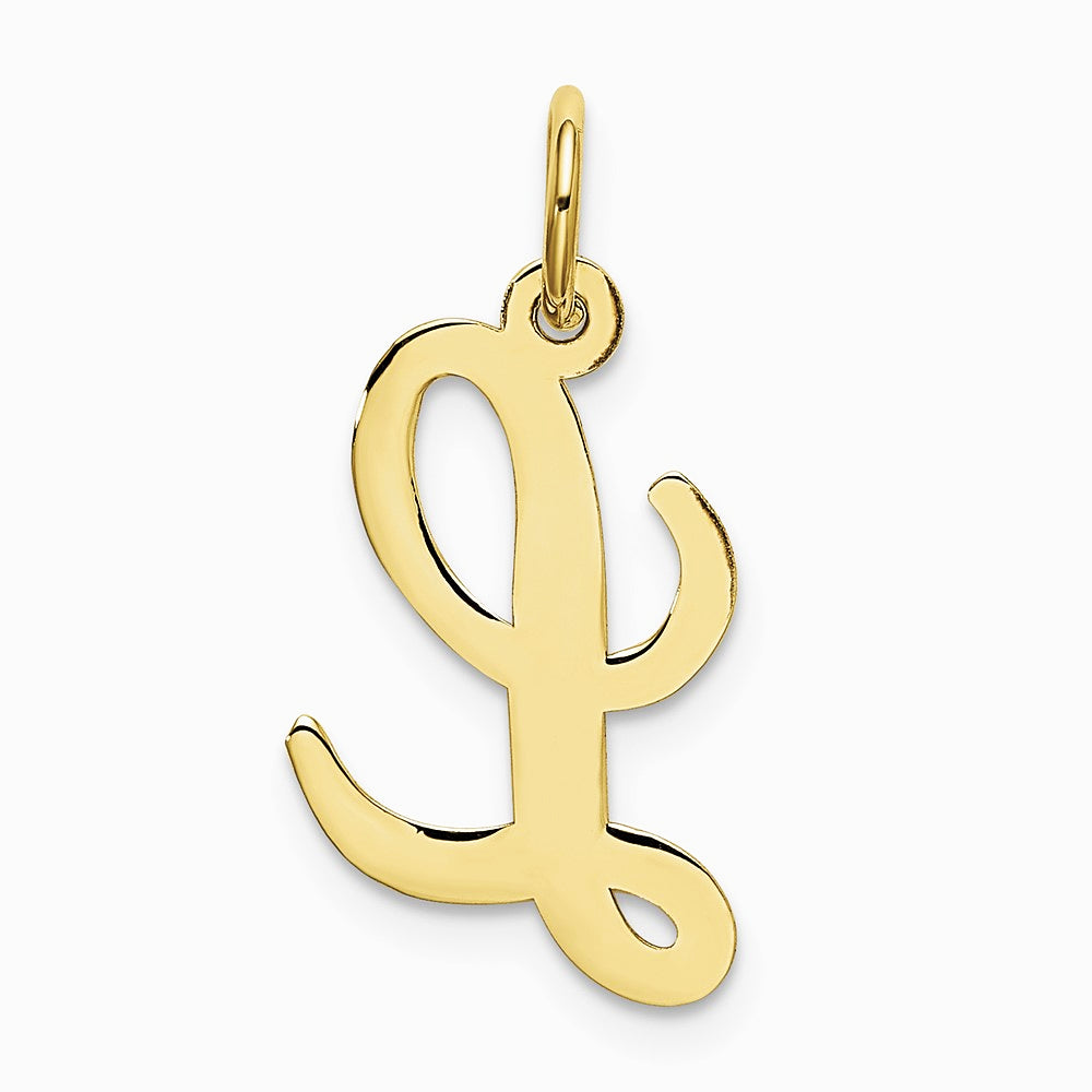 10K / 14K Yellow Gold Medium Script Letter L Initial Charm - Product Photo