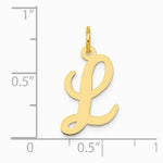 10K / 14K Yellow Gold Medium Script Letter L Initial Charm - Product Photo