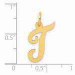10K / 14K Yellow Gold Medium Script Letter T Initial Charm - Product Photo