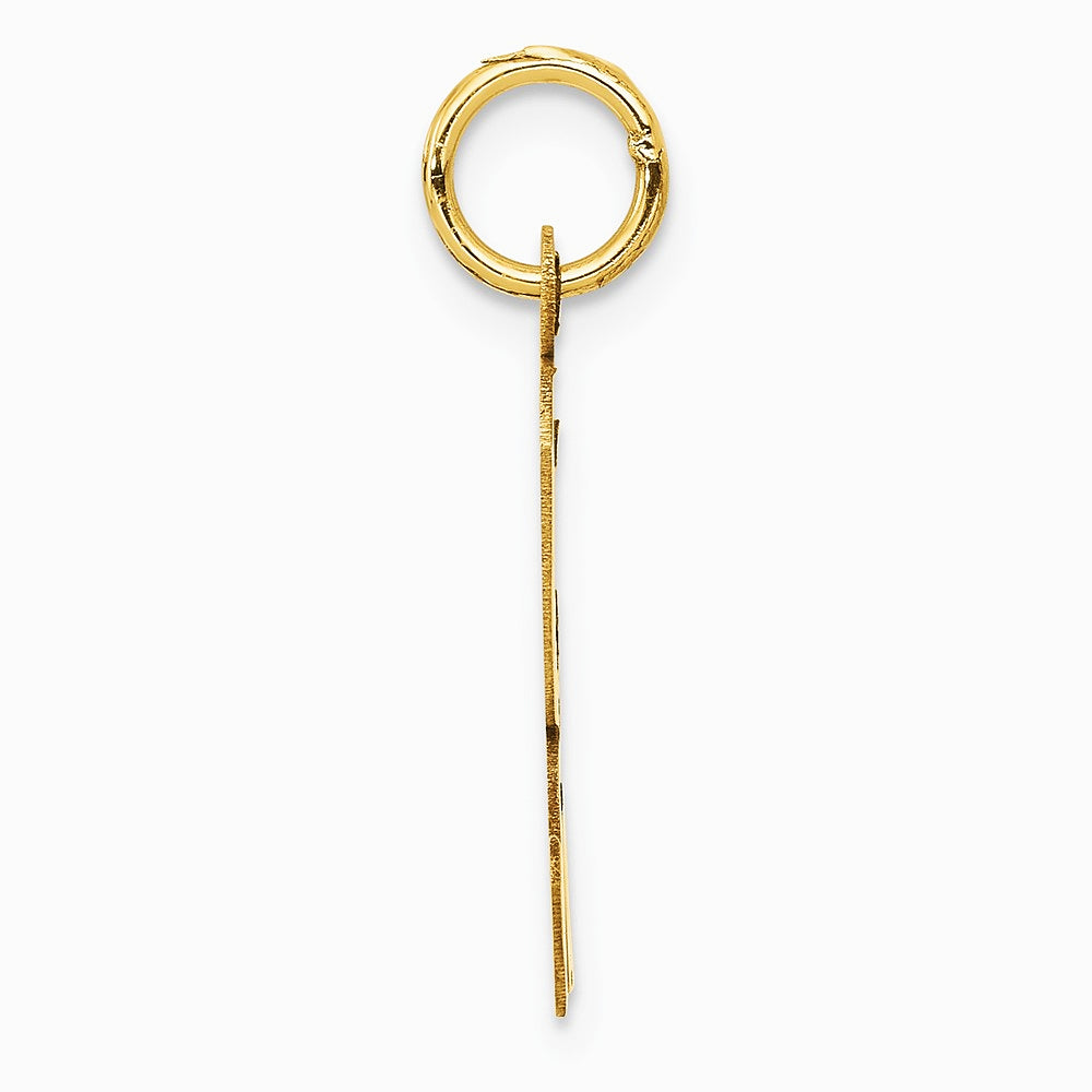 10K / 14K Yellow Gold Large Script Letter K Initial Charm - Product Photo