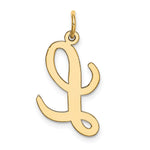 10K / 14K Yellow Gold Large Script Letter L Initial Charm - Product Photo