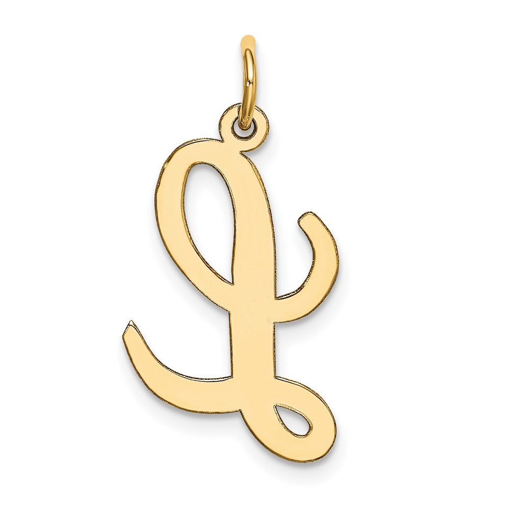 10K / 14K Yellow Gold Large Script Letter L Initial Charm - Product Photo