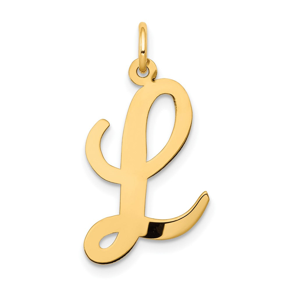 10K / 14K Yellow Gold Large Script Letter L Initial Charm - Product Photo
