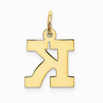 10K / 14K Yellow Gold Small Block Initial K Charm - Product Photo