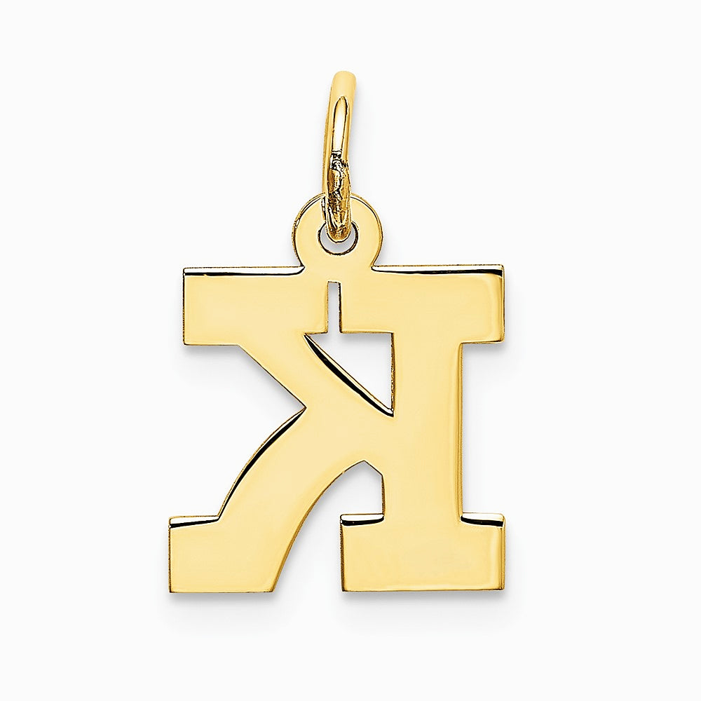10K / 14K Yellow Gold Small Block Initial K Charm - Product Photo