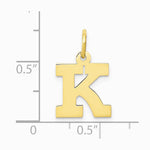 10K / 14K Yellow Gold Small Block Initial K Charm - Product Photo