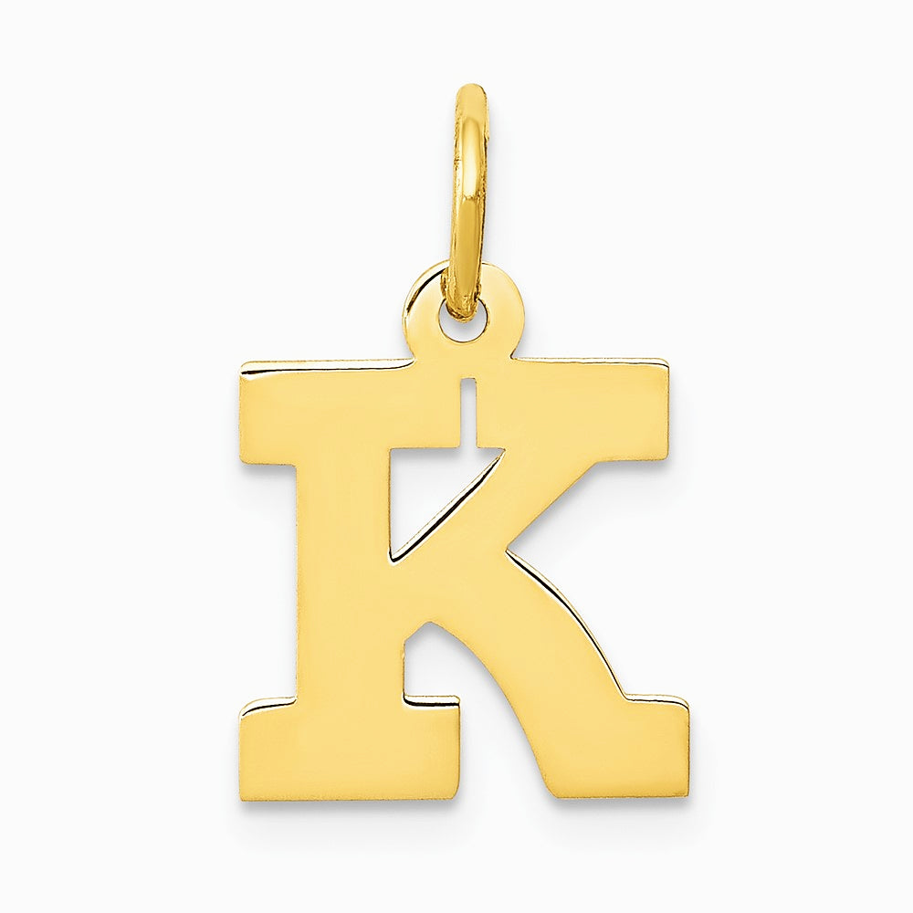 10K / 14K Yellow Gold Small Block Initial K Charm - Product Photo