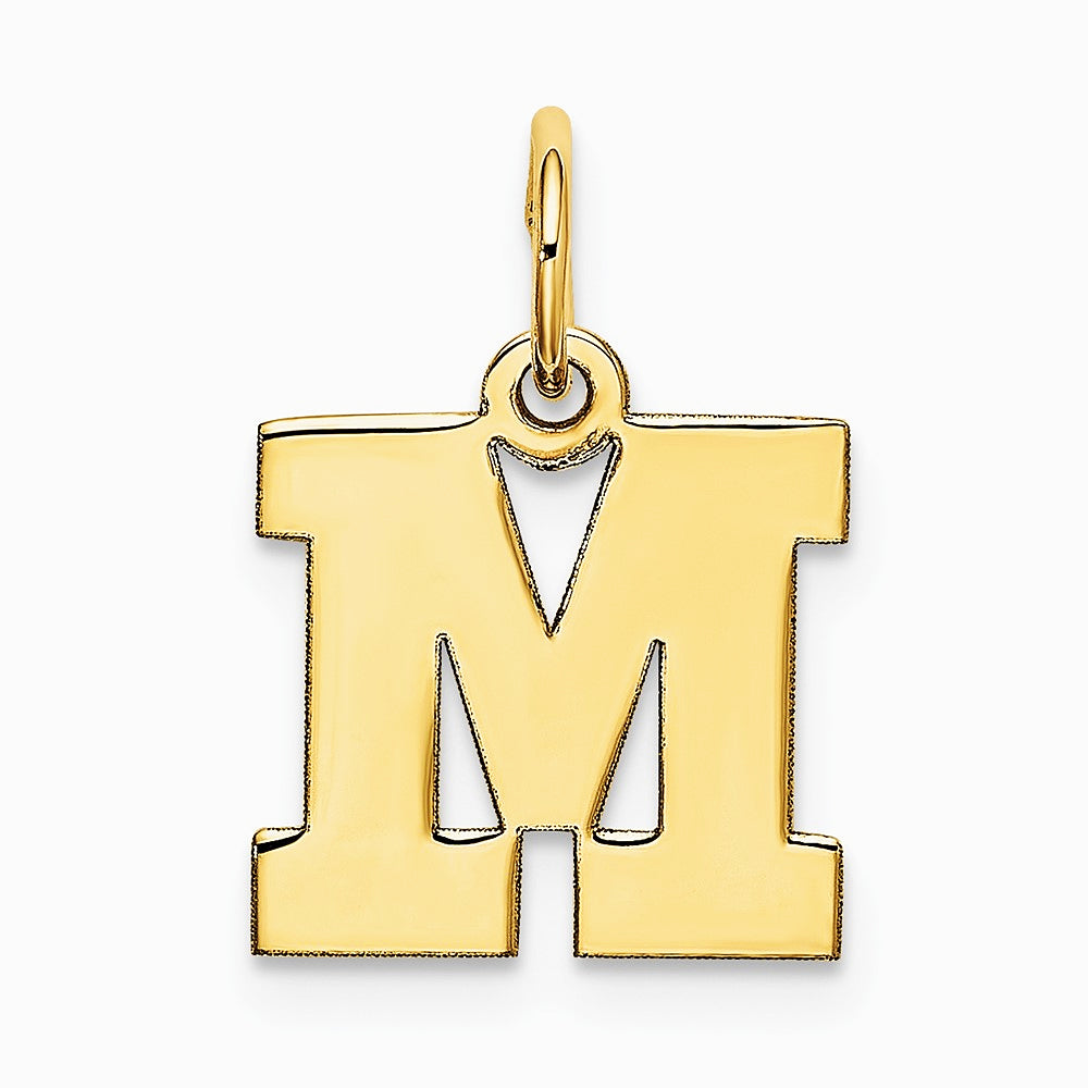 10K / 14K Yellow Gold Small Block Initial M Charm - Product Photo