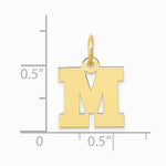 10K / 14K Yellow Gold Small Block Initial M Charm - Product Photo