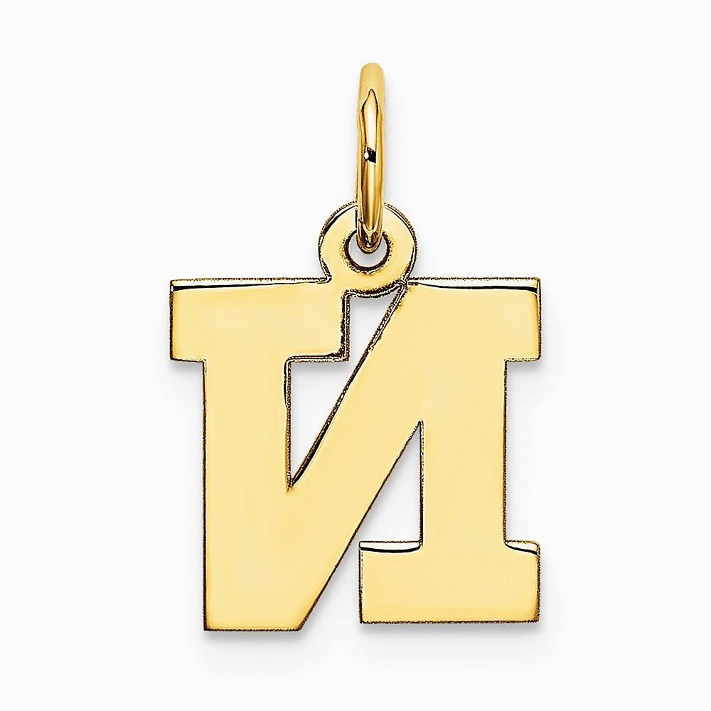 10K / 14K Yellow Gold Small Block Initial N Charm - Product Photo