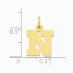 10K / 14K Yellow Gold Small Block Initial N Charm - Product Photo