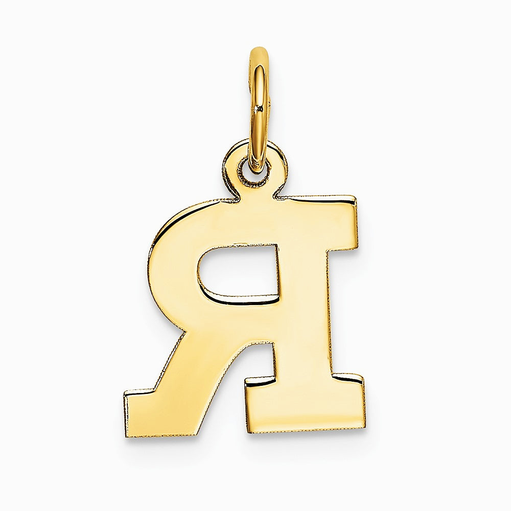 10K / 14K Yellow Gold Small Block Initial R Charm - Product Photo