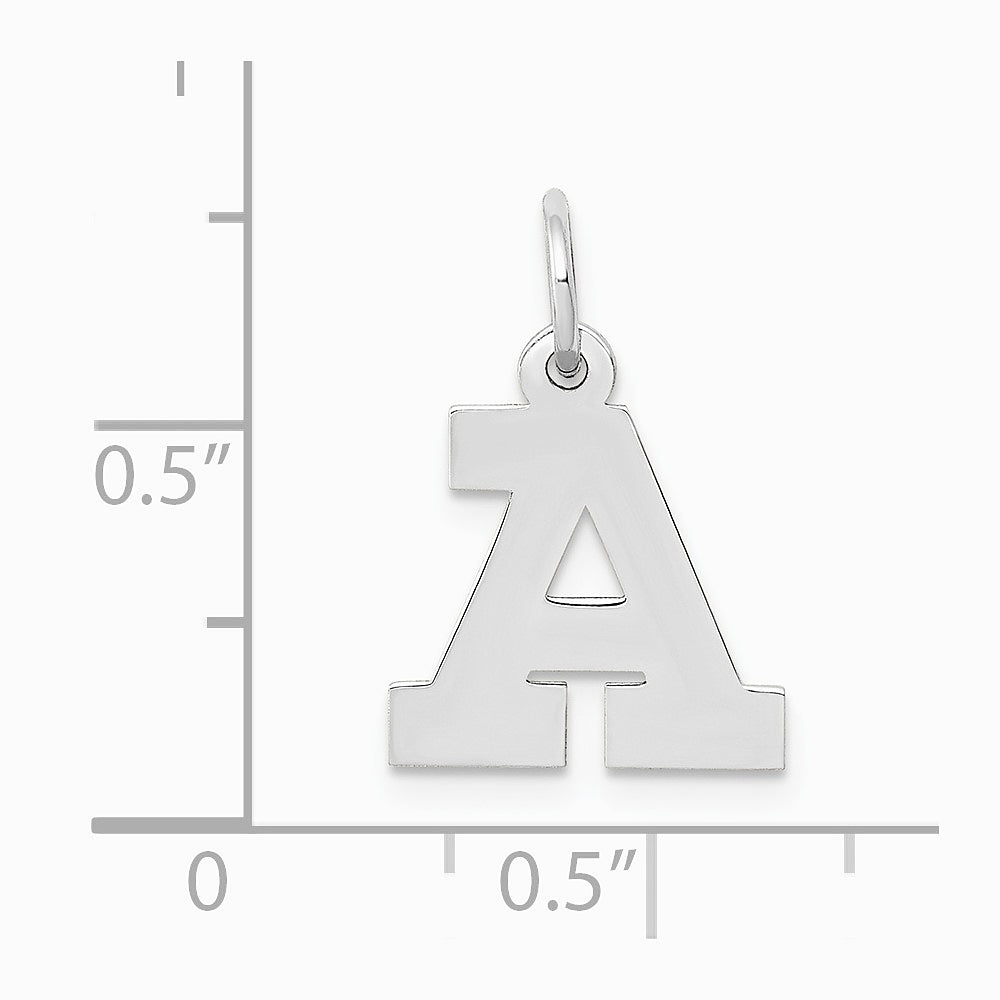 10K / 14K White Gold Small Block Initial A Charm - Product Photo