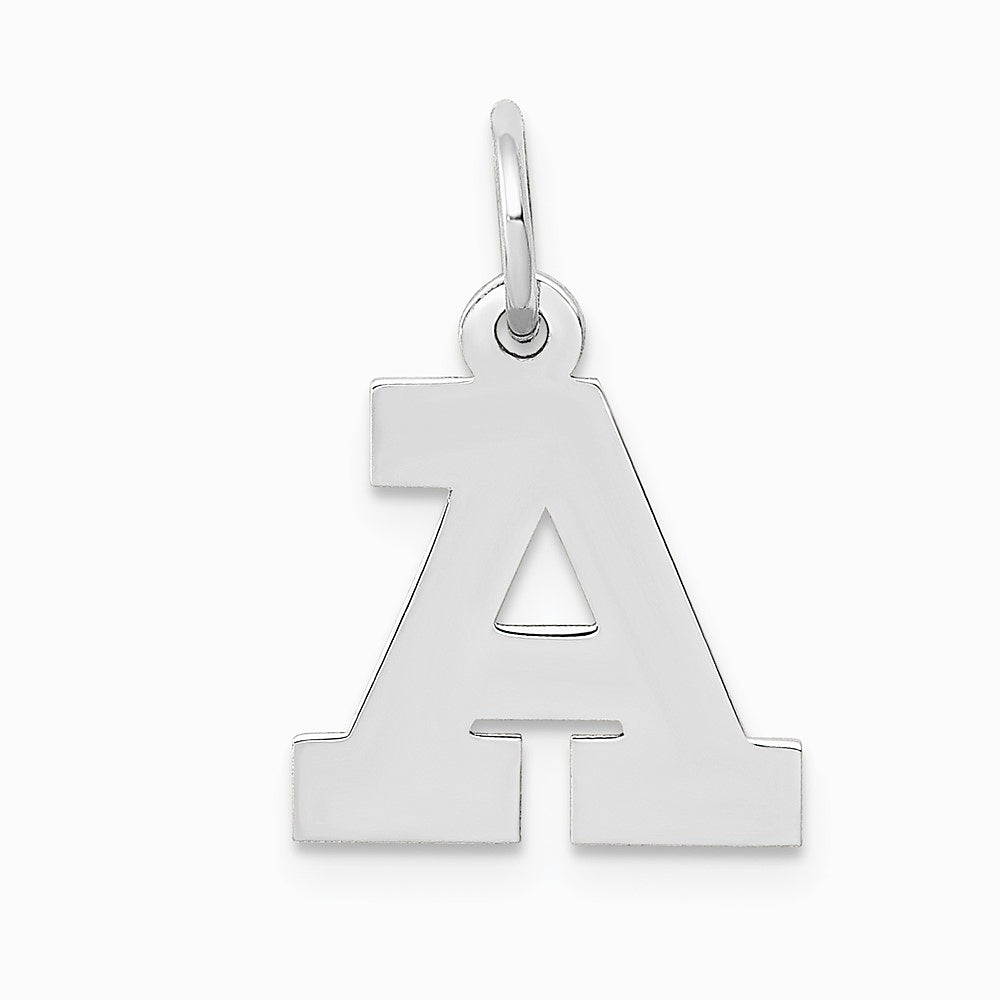 10K / 14K White Gold Small Block Initial A Charm - Product Photo