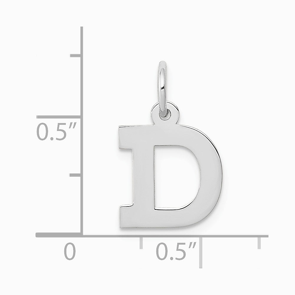 10K / 14K White Gold Small Block Initial D Charm - Product Photo