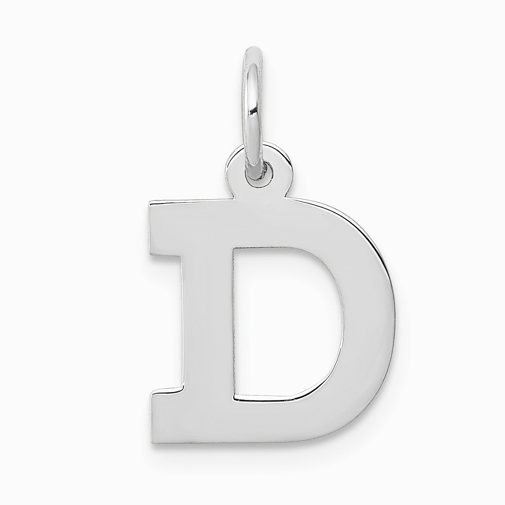 10K / 14K White Gold Small Block Initial D Charm - Product Photo