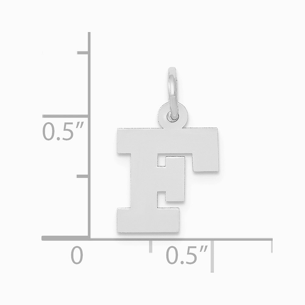 10K / 14K White Gold Small Block Initial F Charm - Product Photo