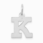 10K / 14K White Gold Small Block Initial K Charm - Product Photo
