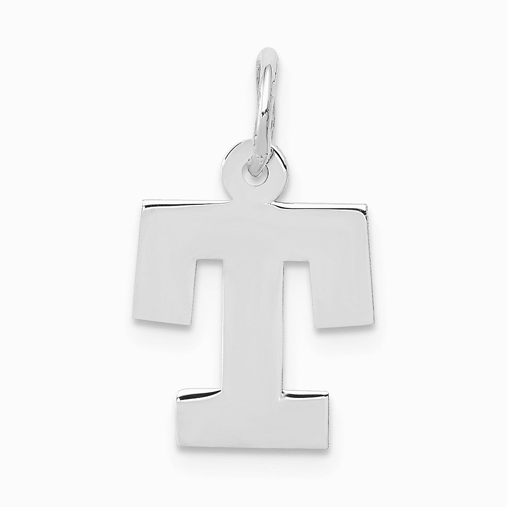 10K / 14K White Gold Small Block Initial T Charm