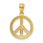 10K / 14K Yellow Gold Polished Peace Sign Circle Pendant - Product Photo