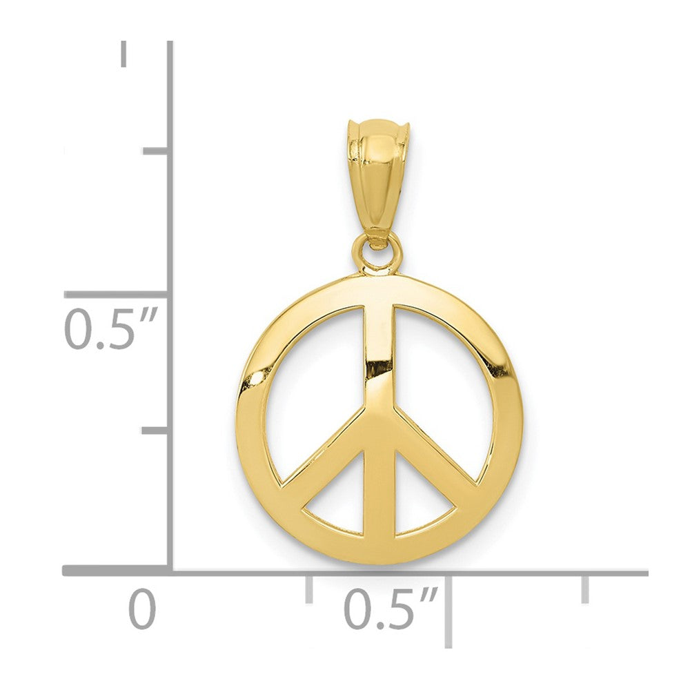 10K / 14K Yellow Gold Polished Peace Sign Circle Pendant - Product Photo