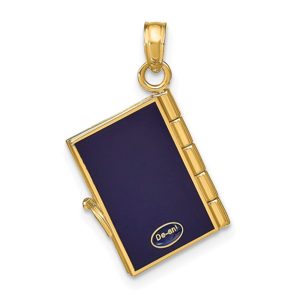 10K / 14K Yellow Gold Enamel 3-D Passport Pendant - Product Photo