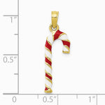 10K / 14K Yellow Gold 3-D Enameled Candy Cane Pendant - Product Photo