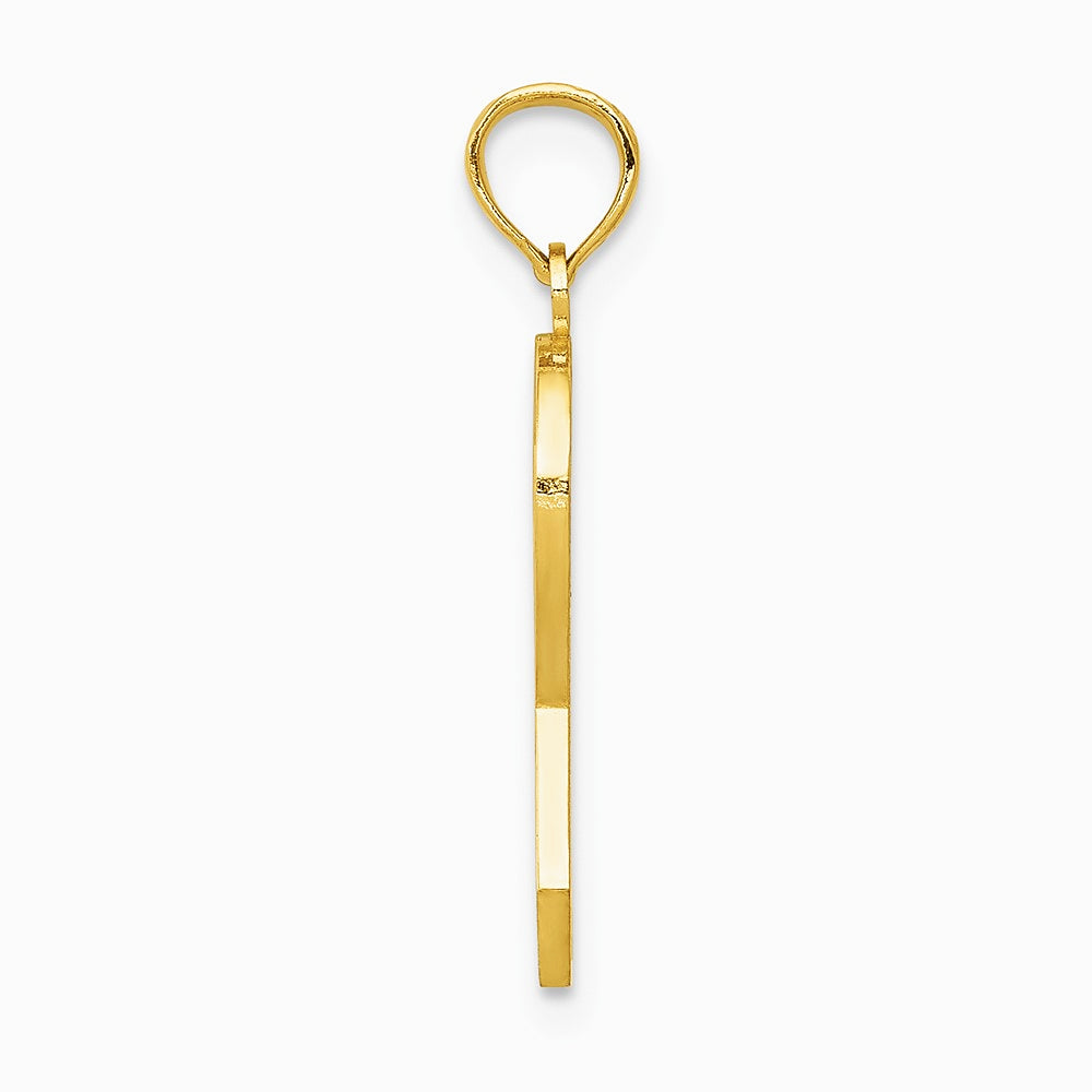 10K / 14K Yellow Gold Pink Enameled Awareness Ribbon Pendant - Product Photo
