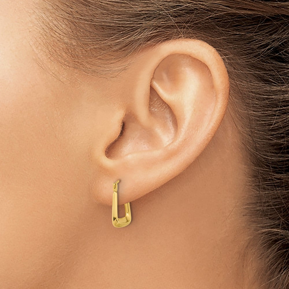 10K Yellow Gold Polished Hollow Fancy Hoops - Product Photo