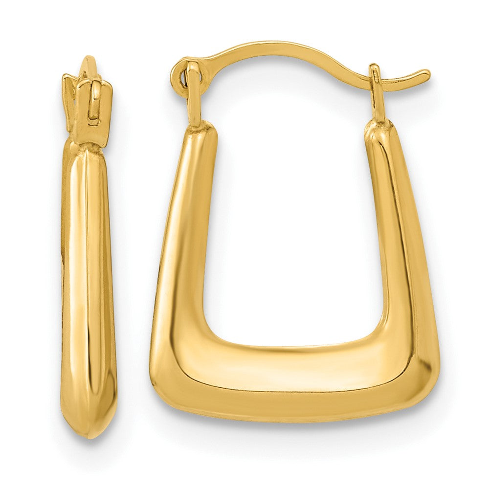 10K Yellow Gold Polished Hollow Fancy Hoops - Product Photo