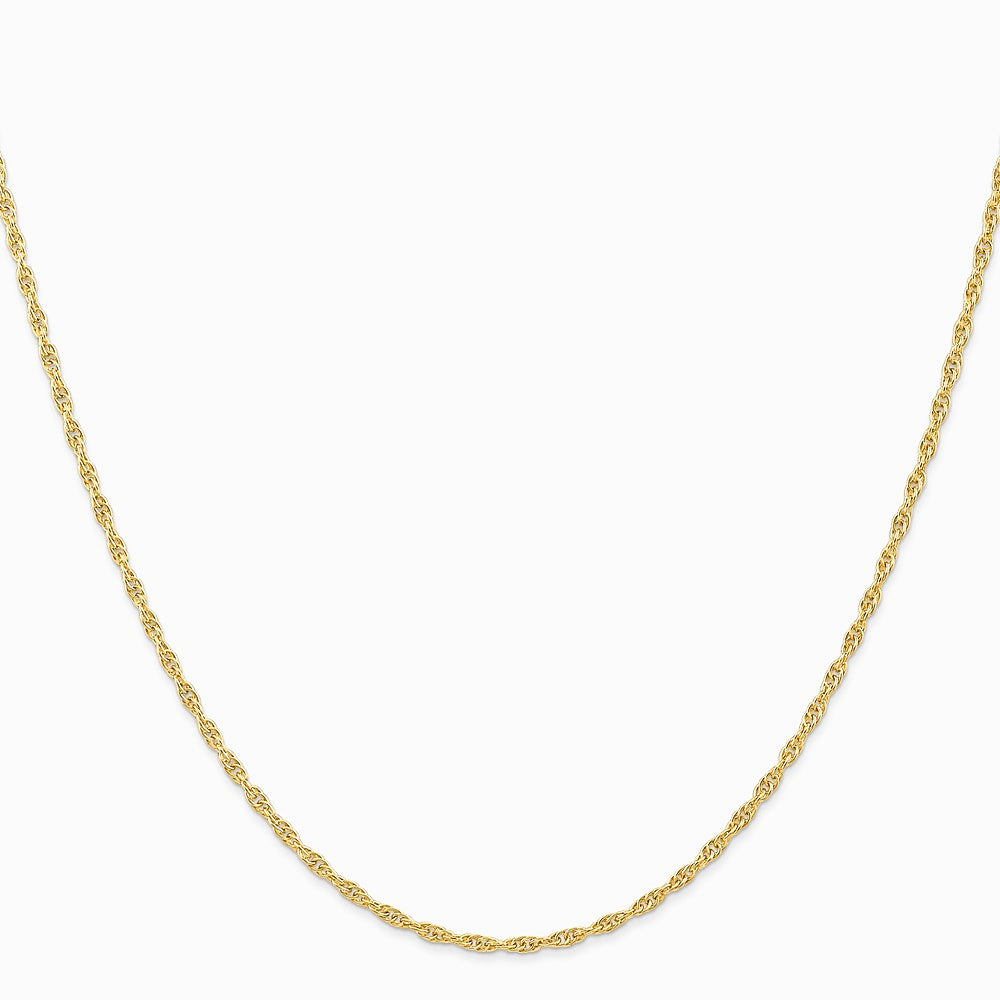 14K Yellow Gold 1.55mm Carded Cable Rope Chain Necklace 16"-24" - Product Photo